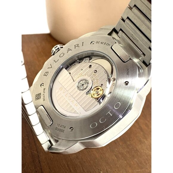 Bvlgari Men's Watch Octo Roma 103829 Swiss Automatic Chronograph Blue Dial 42mm - Picture 6 of 16